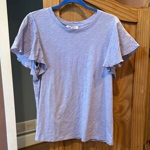 Nine West Lavender Ruffle Sleeve Short-Sleeve Tee